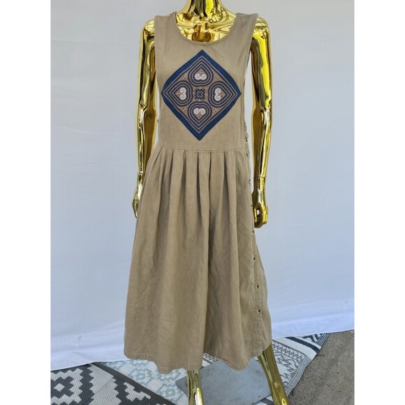 LL Bean Vtg. Midi Jumper Dress Side Buttons With Pockets - Picture 6 of 13